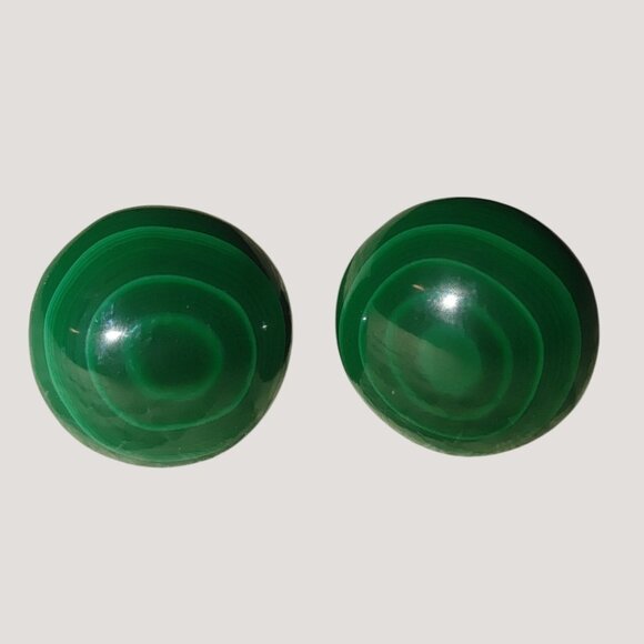 Vintage Green Malachite Button Natural Stone Stud Earrings Round Design For Wome - Picture 1 of 7